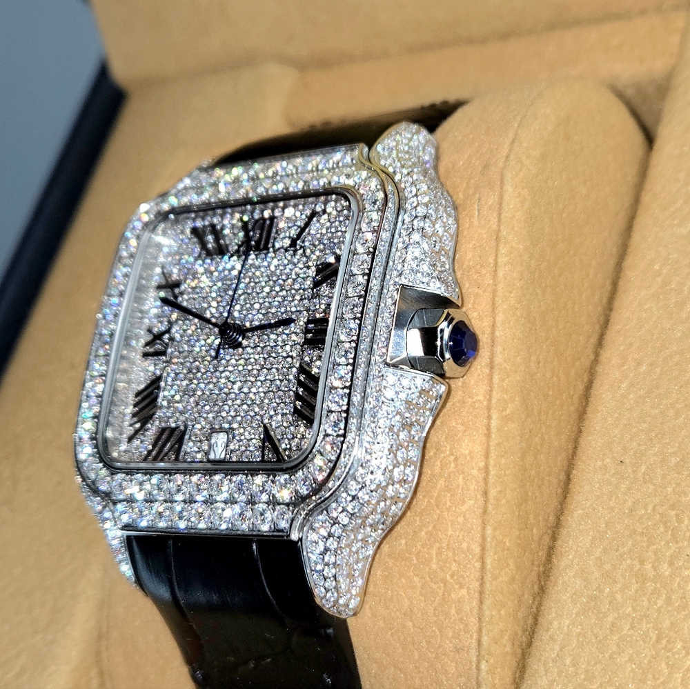 Iced Out Mossinite Automatic Square Luxury Mechanical Bust Down Watch - Picture 8 of 15